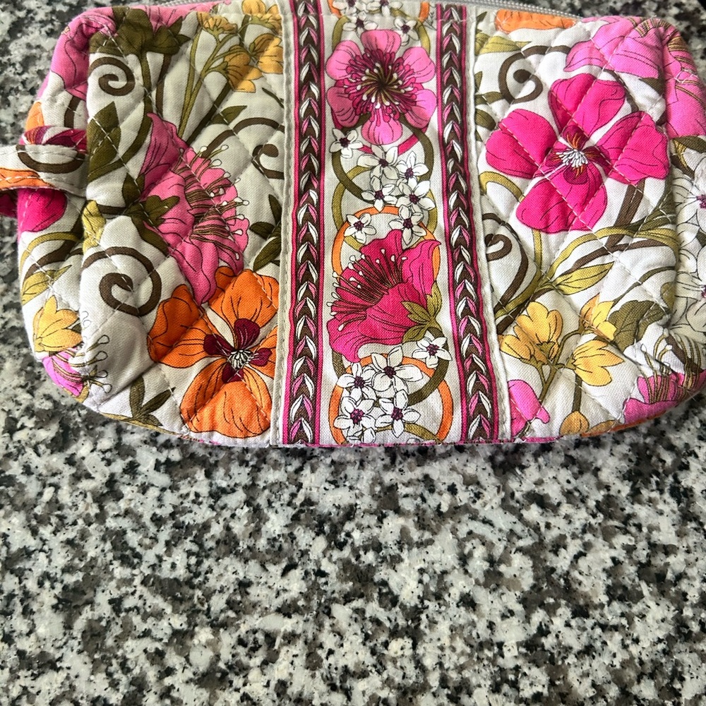 Vera Bradley Pink and Orange Quilted Pouch